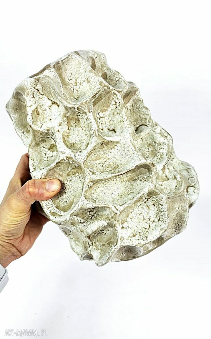 Wazon ceramiczny poLEPIONE - beż i brąz, dekoracja handmade