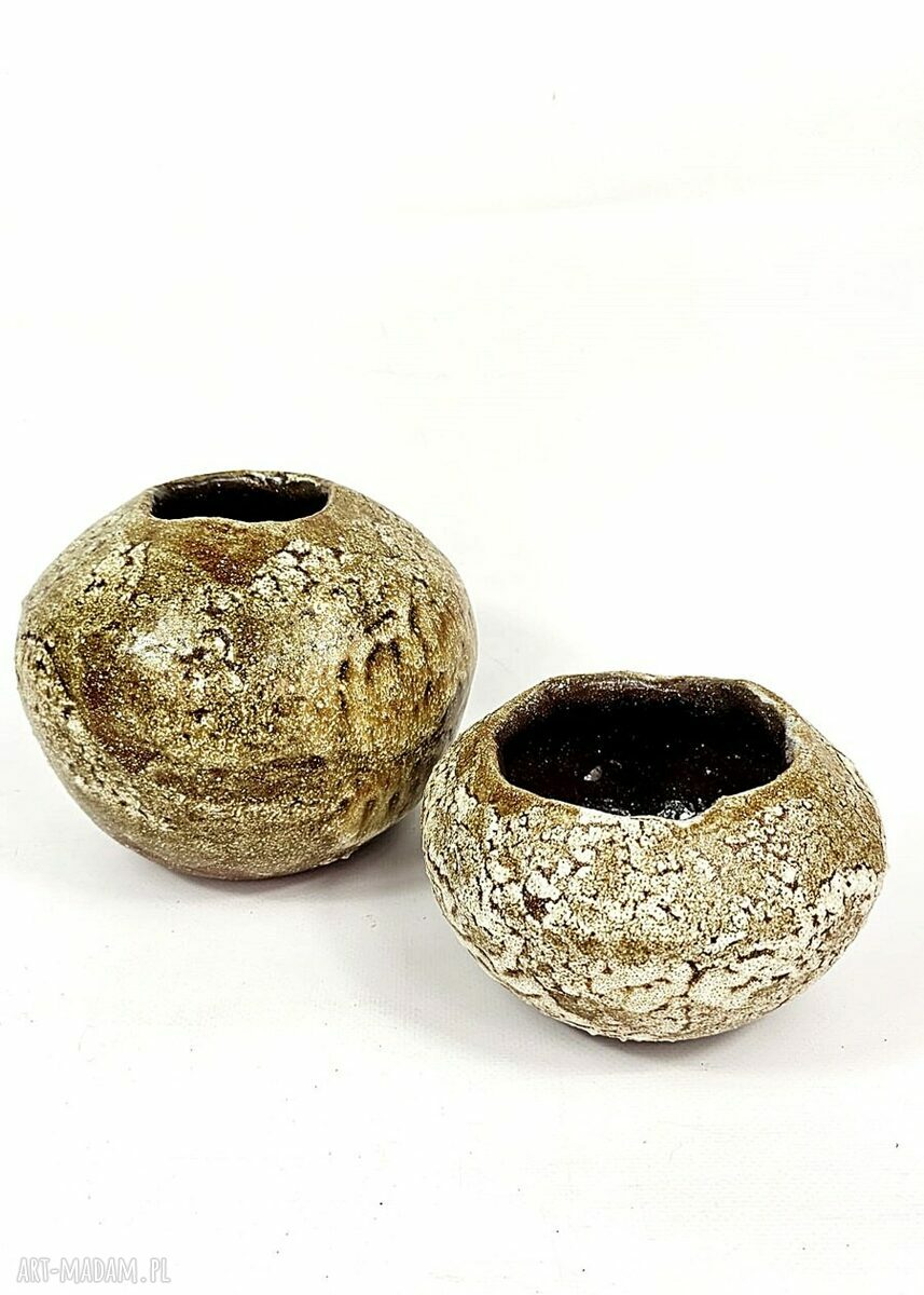Wazon ceramiczny handmade poLEPIONE - brąz i beż
