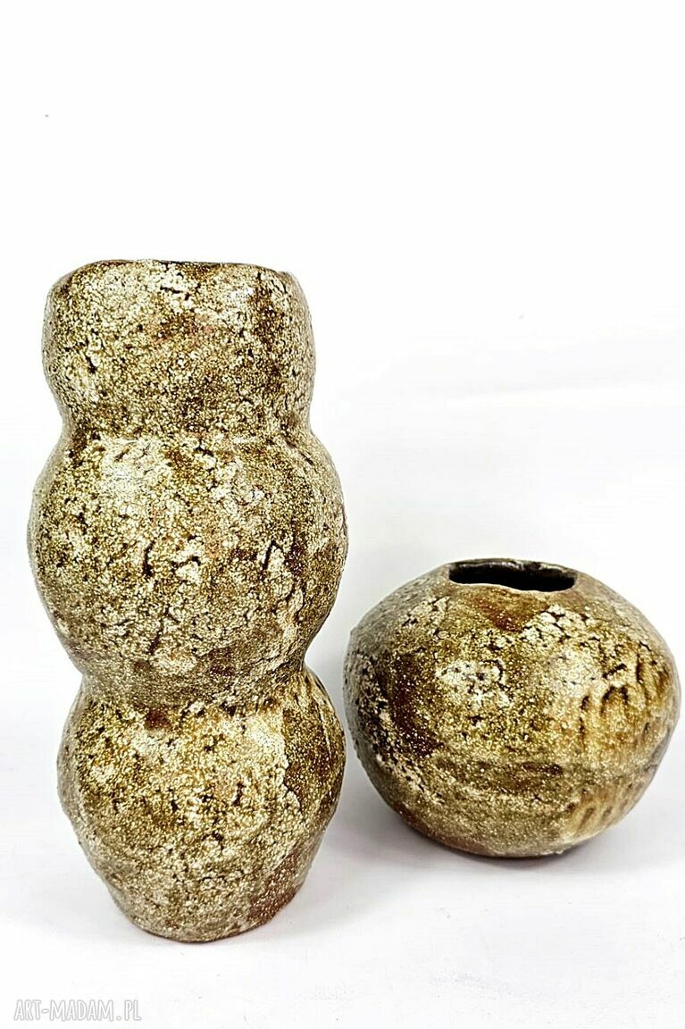 Wazon ceramiczny poLEPIONE - brązowe szkliwo i beżowe wykończenie