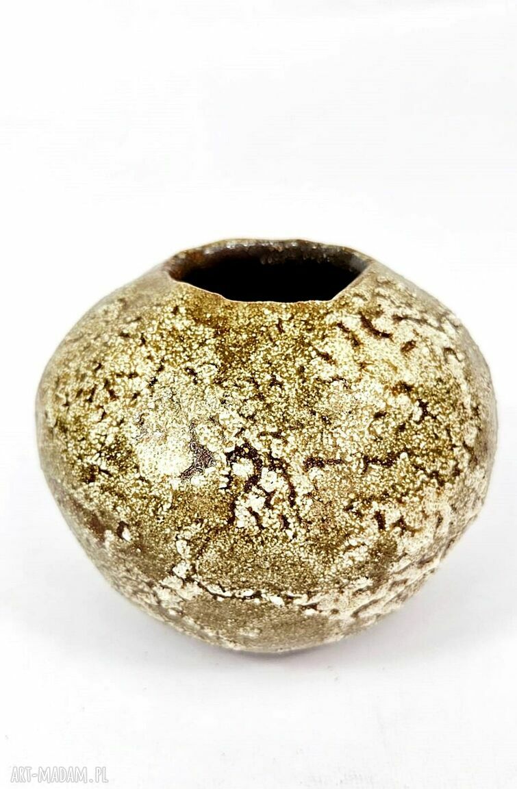 Wazon ceramiczny handmade poLEPIONE - brąz i beż