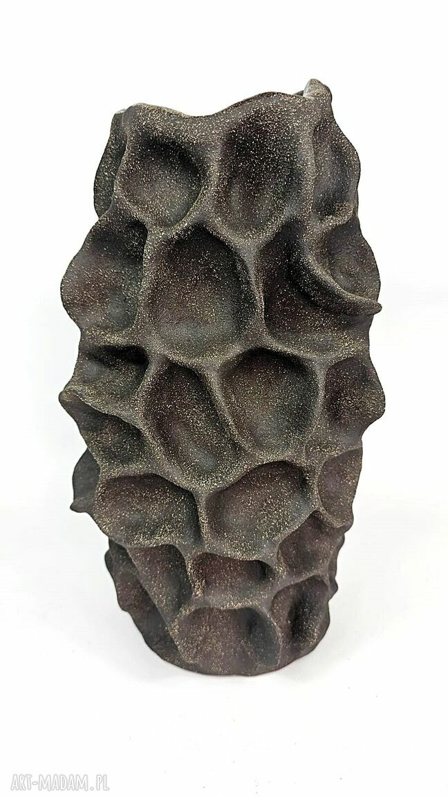 Azon ceramiczny - brązowy wazon handmade z surowej gliny