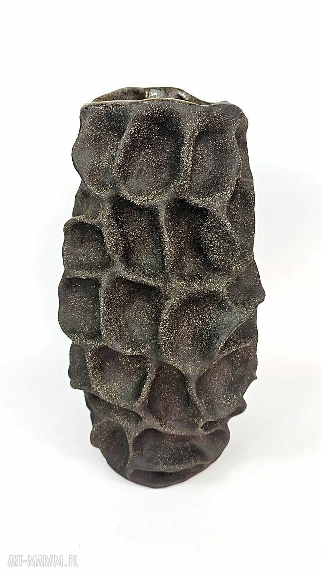 Azon ceramiczny - brązowy wazon handmade z surowej gliny
