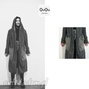 qu qu design poketowy wełniany płaszcz blezer - czarne