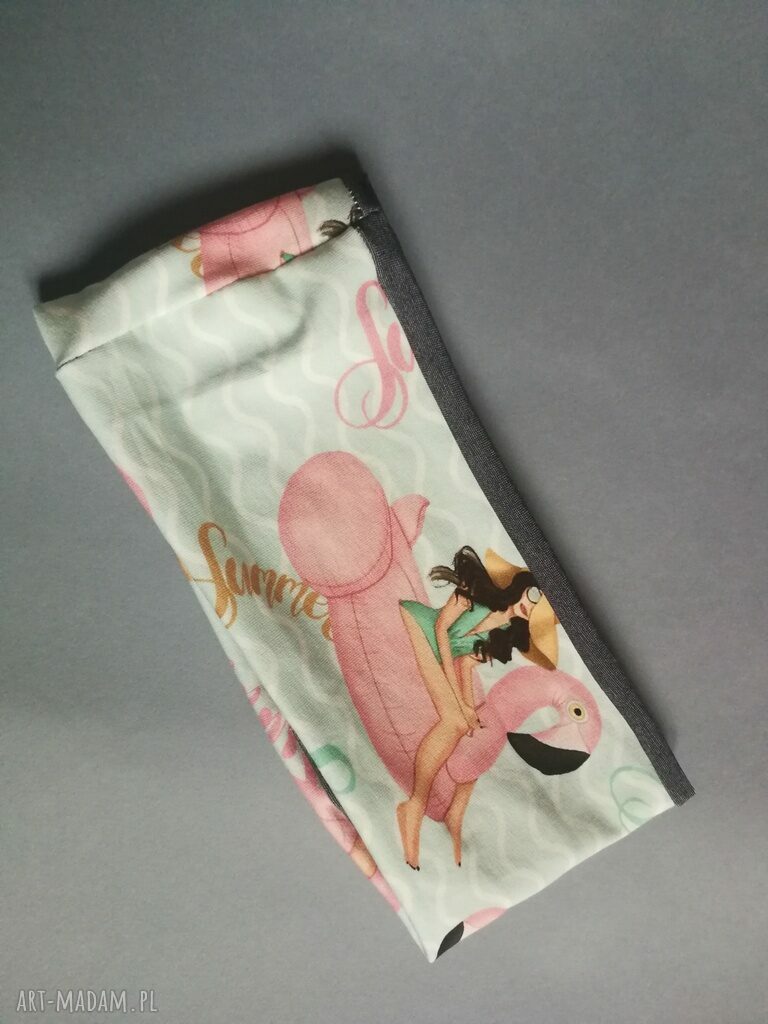Opaska Flamingi do Jogi i Biegania - ręcznie wykonana, na podszewce, rozmiar uniwersalny