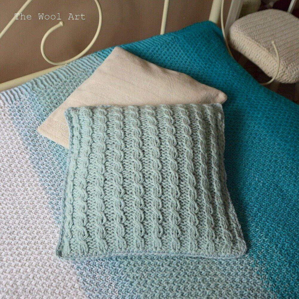 poduszki: dziergana poszewka na poduszkę ręcznie zrobione