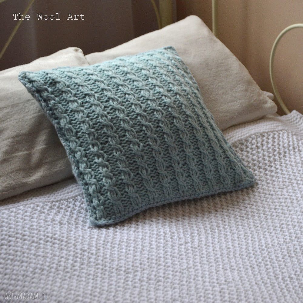 Dziergana poszewka poduszka dom łóżko prezent wełna