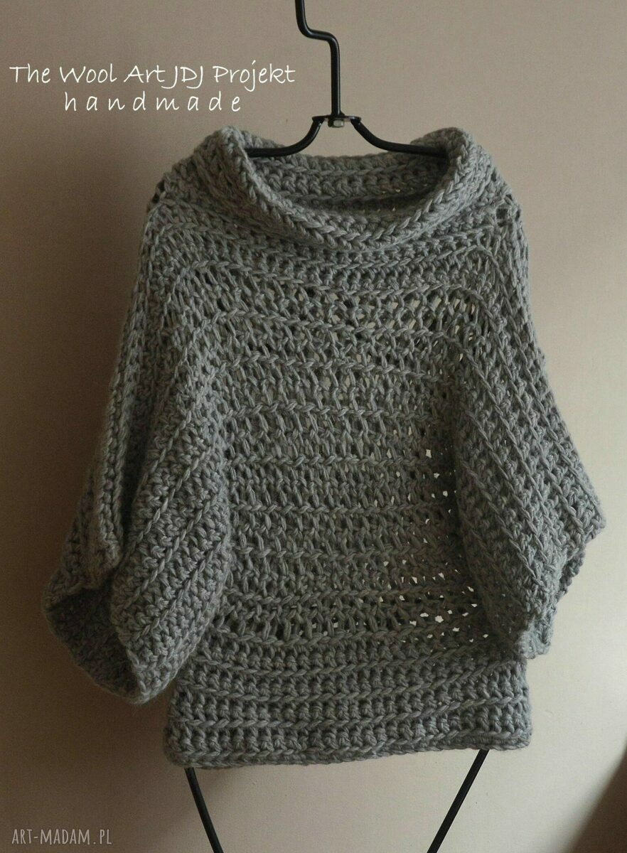 swetry: szary sweter ZAMÓWIENIE P. Justyna ręcznie wykonane