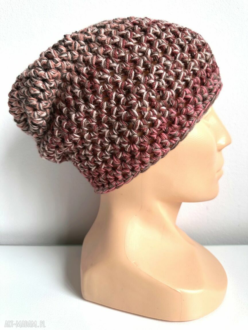 Czapka wełniana 100% Baby Merino Multicolor 4 - zero waste, ręcznie szydełkowana