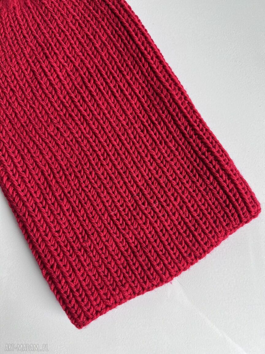 Czapka wełniana NANA z 100% Baby Merino - czerwona