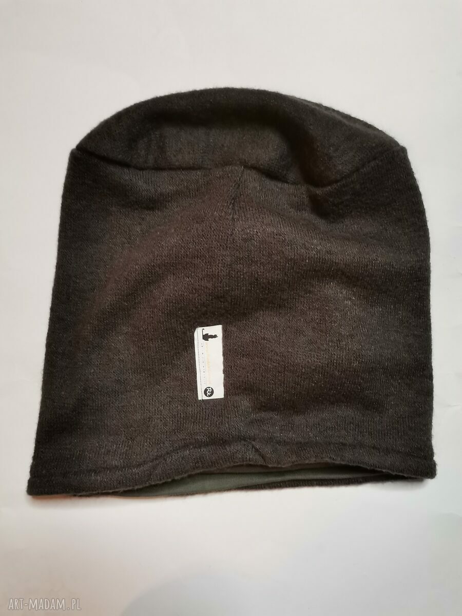 Czapka wełniana filcowana zimowa w kwiaty z podszewką - handmade z merynosów
