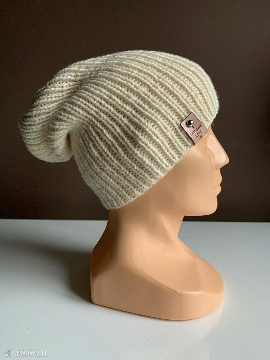 Czapka wełniana NANA 100% Baby Merino w kolorze ecru