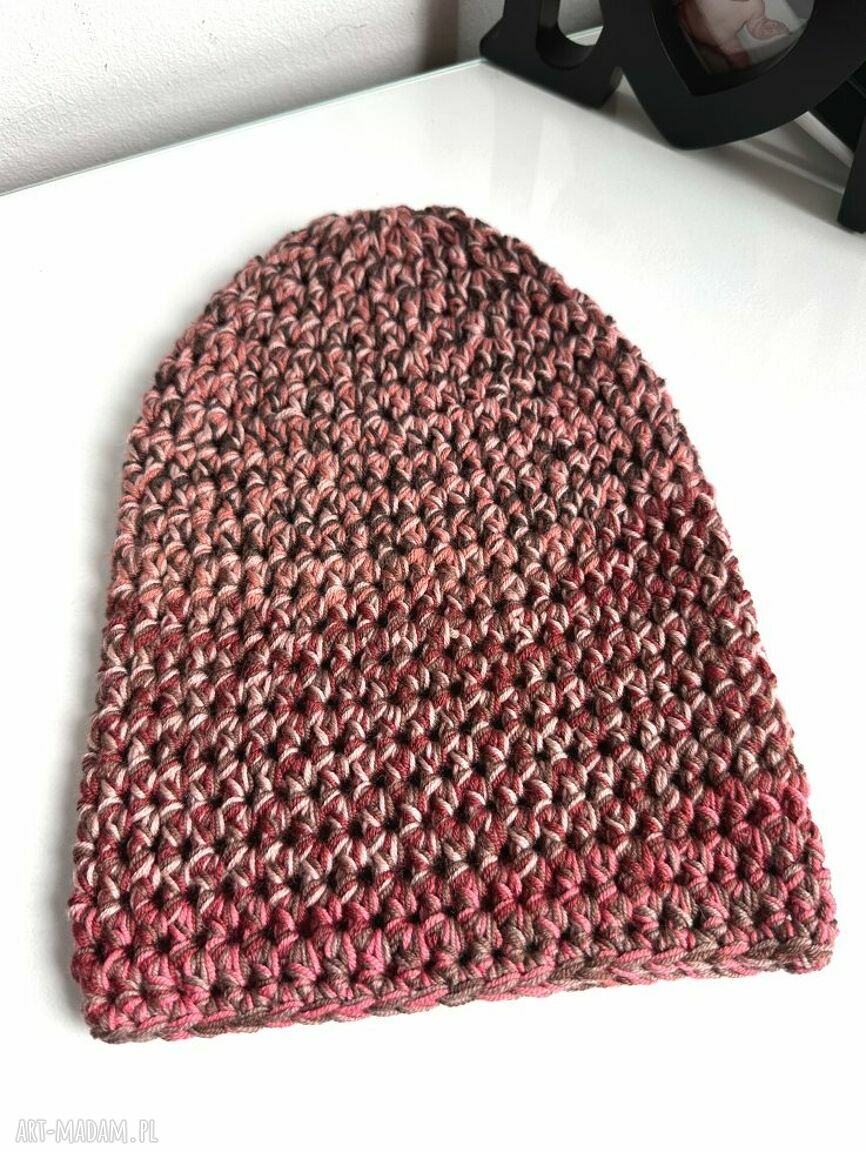 Czapka wełniana 100% Baby Merino Multicolor 4 - zero waste, ręcznie szydełkowana