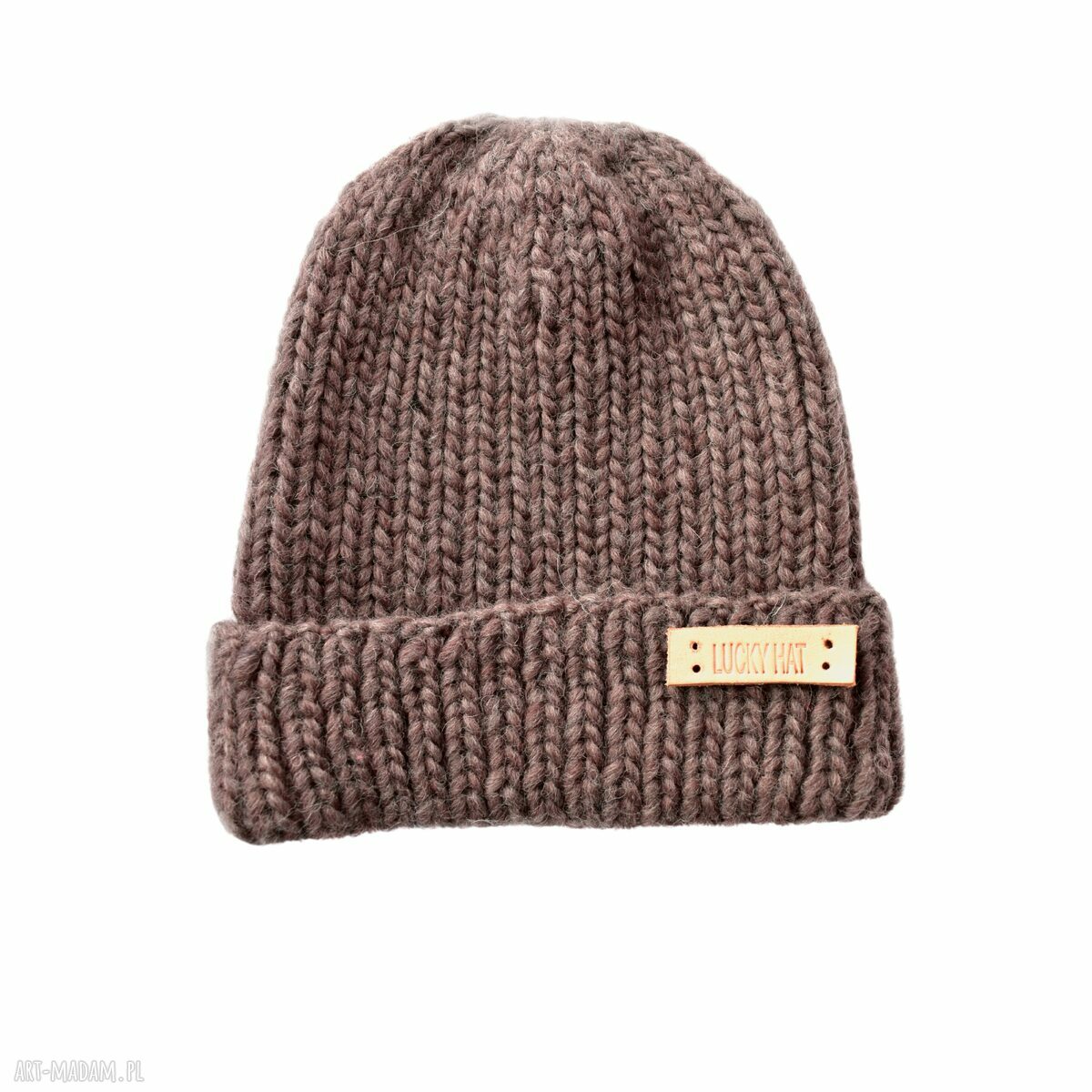 Wełniana czapka LUCKY HAT na zimę - bezszwowa, ręcznie robiona (54-58 cm)