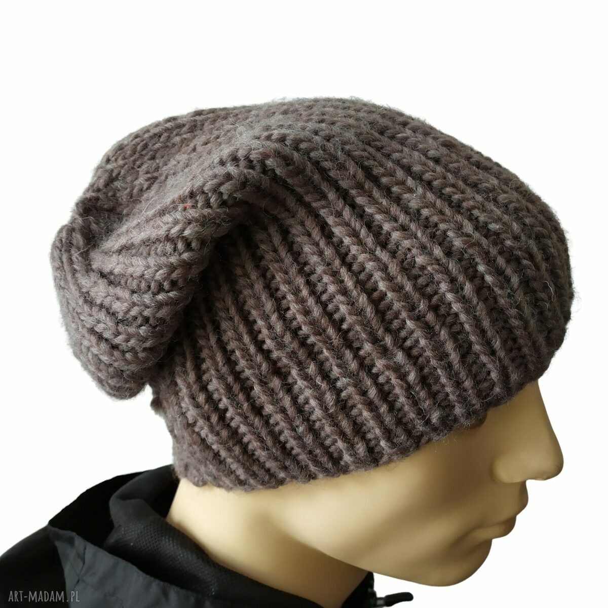 Wełniana czapka LUCKY HAT na zimę - bezszwowa, ręcznie robiona (54-58 cm)