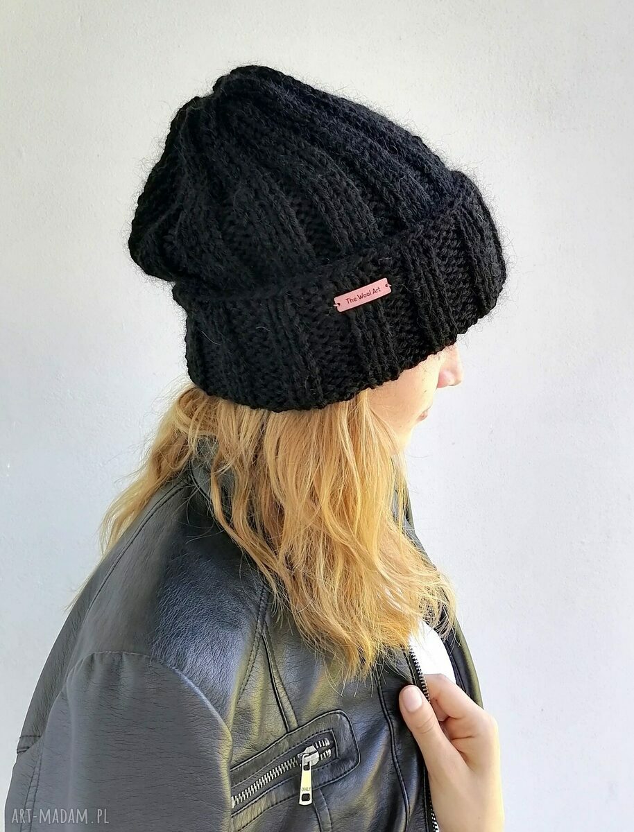 Czapka wełniana unisex z merino i kidsilkiem czarna