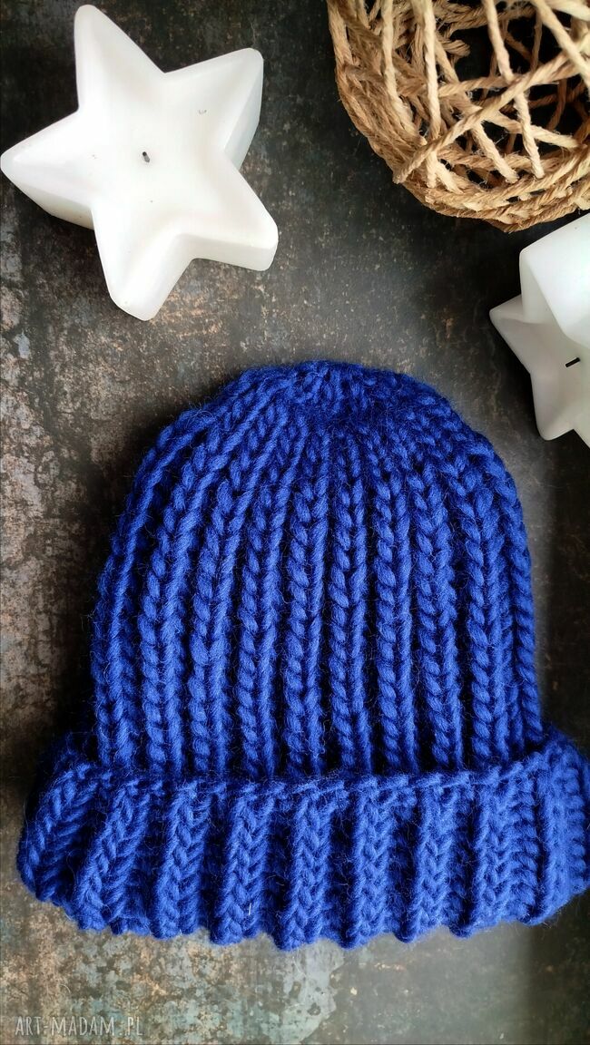 czapki: wełniana czapusia ANGIELKA (ciemno niebieski) handmade