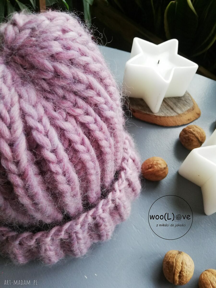 czapki: wełniana czapusia ANGIELKA (PIWONIA) Ręcznie zrobione