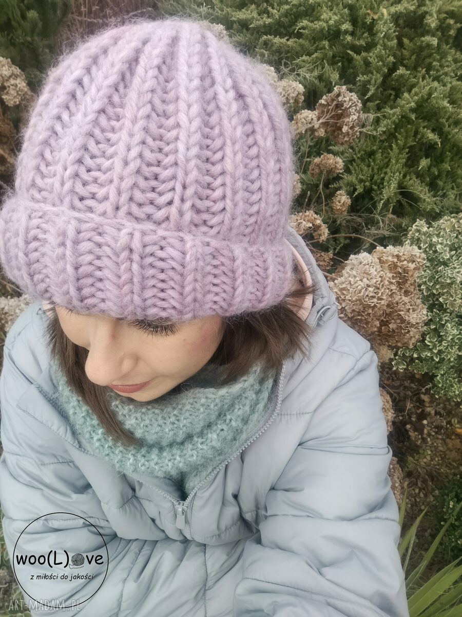 czapki: wełniana czapusia ANGIELKA (PIWONIA) Ręcznie zrobione