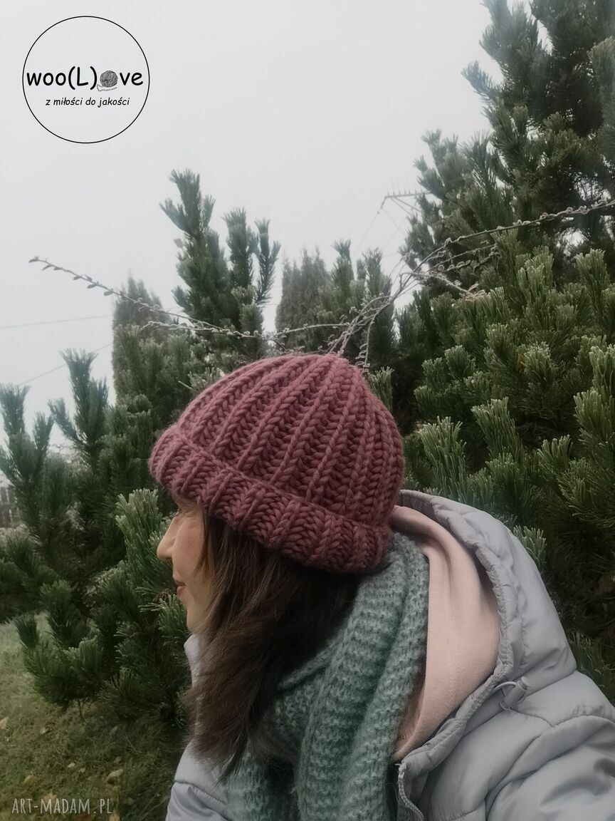 czapki: wełniana czapusia ANGIELKA (WINOGRONO) Ręcznie wykonane