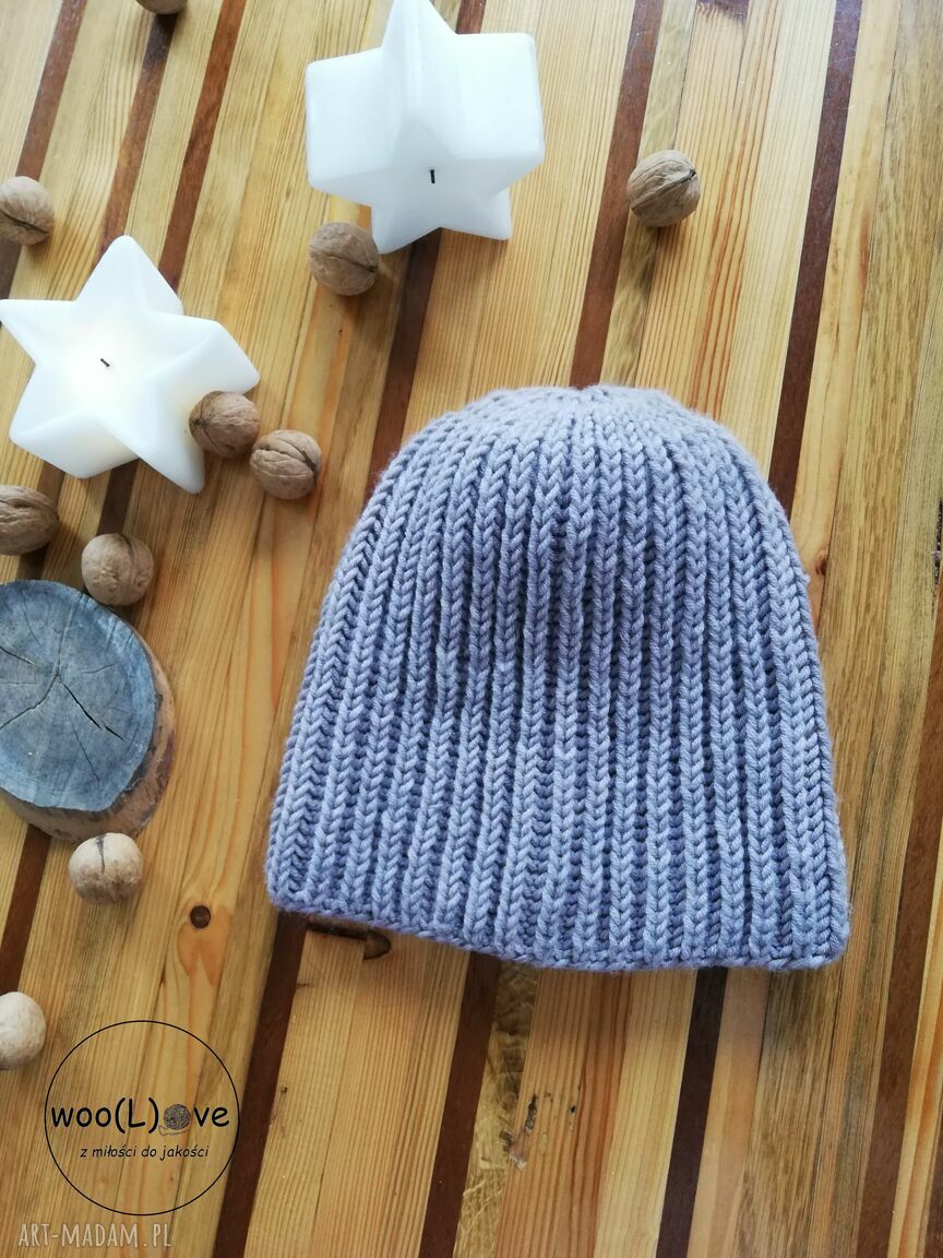 czapki: wełniana czapusia z merynosa ANGIELKA (MARMUR) ręczne wykonanie