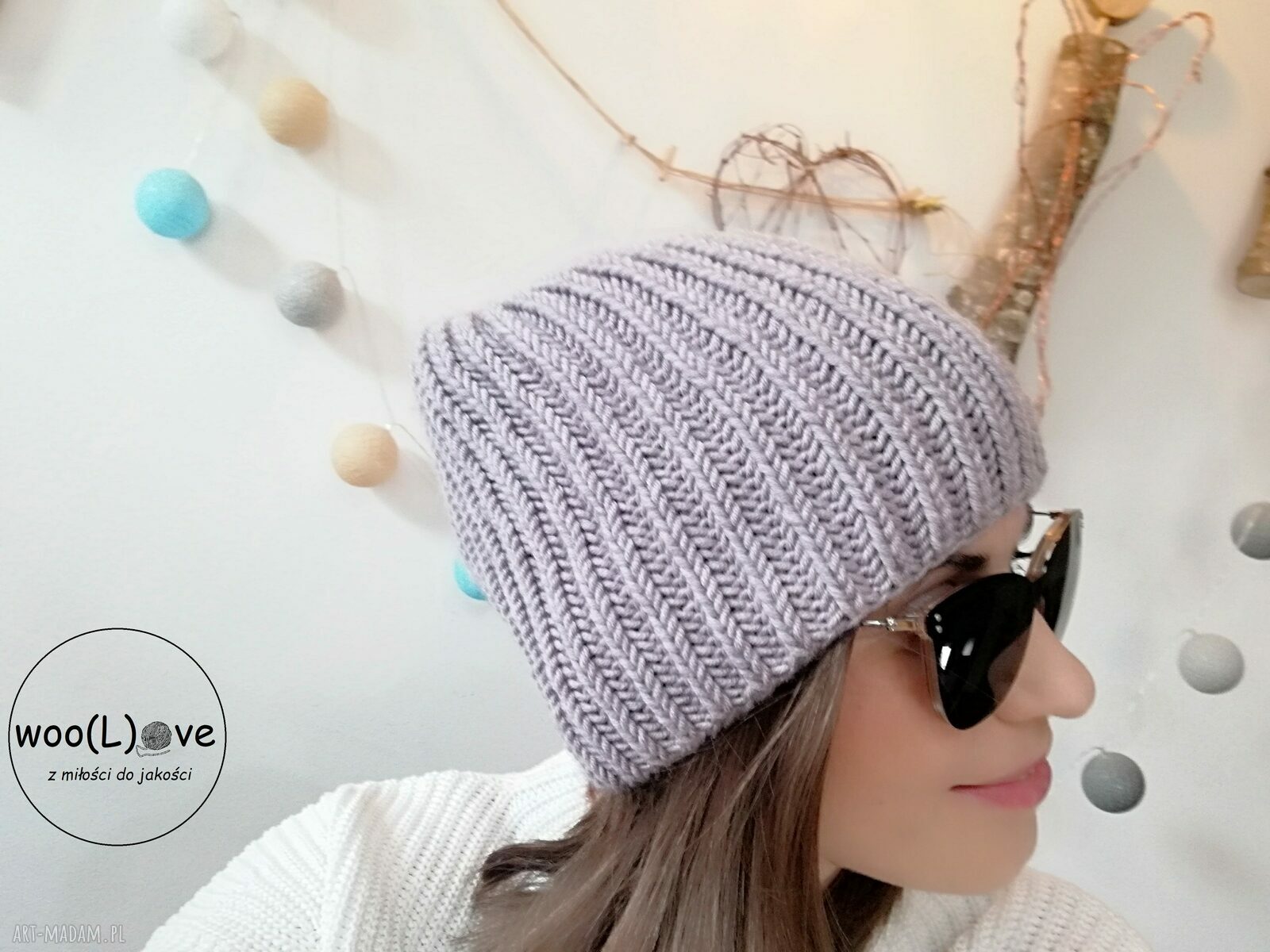 czapki: wełniana czapusia z merynosa ANGIELKA (MARMUR) ręczne wykonanie