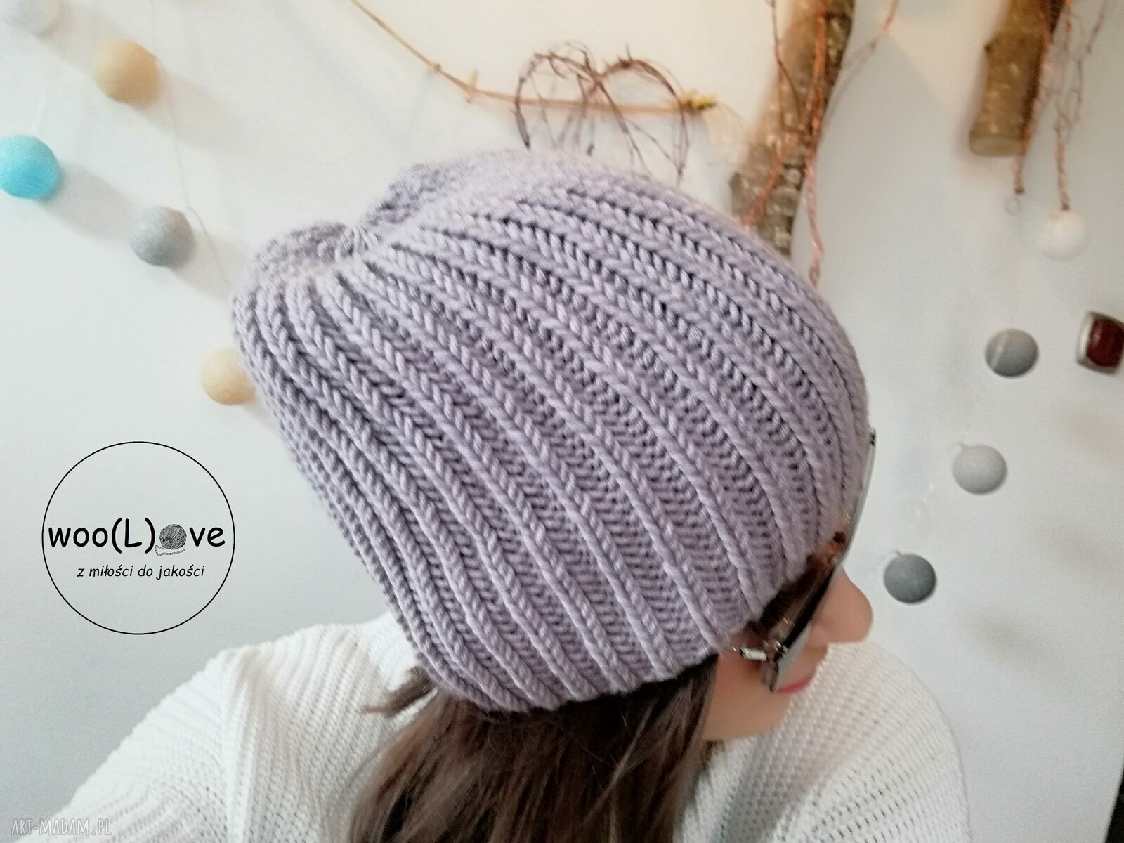 czapki: wełniana czapusia z merynosa ANGIELKA (MARMUR) ręczne wykonanie