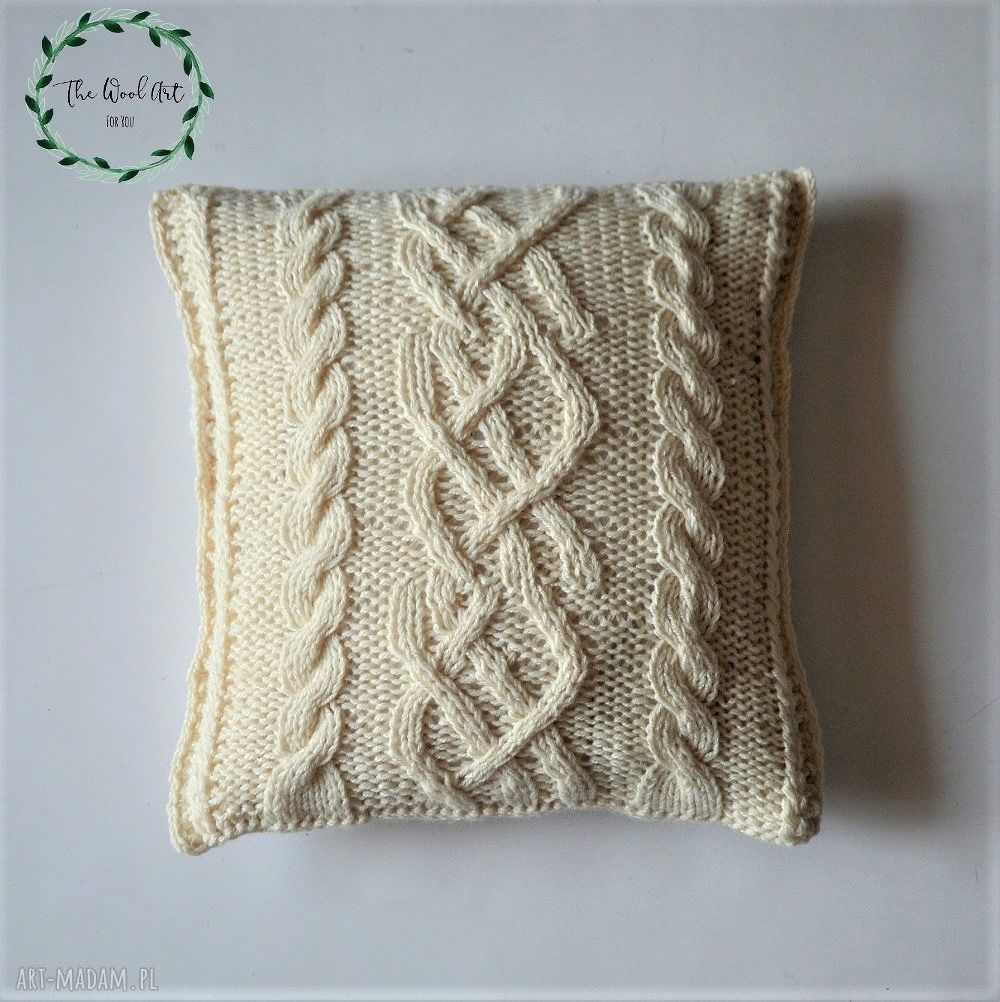 Dziergana poszewka poduszka wełniana prezent dom stworzenia