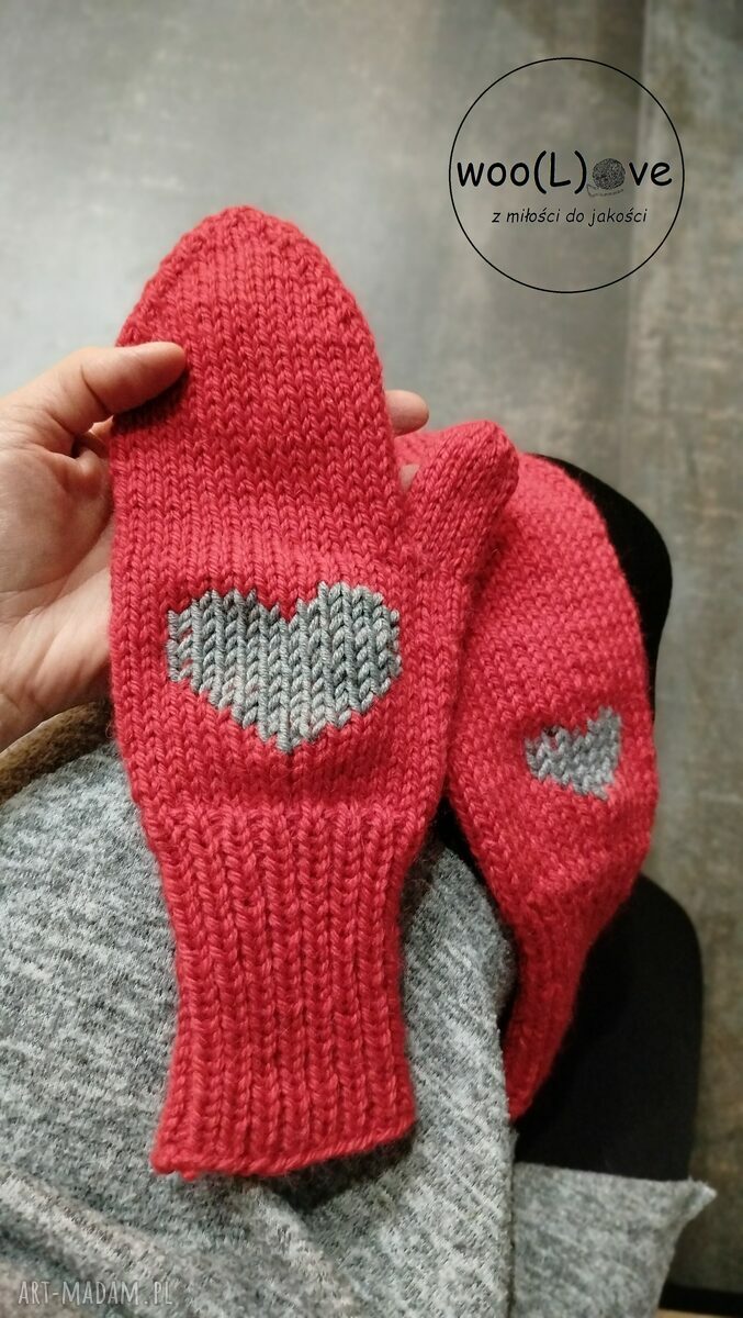Wełniane rękawiczki alpaki czerwone prezent dla niej alpaka wełna