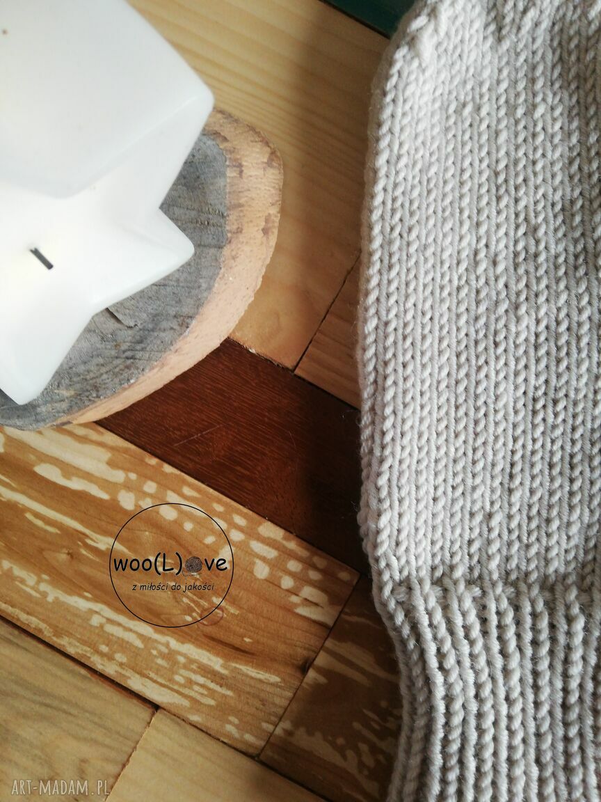 rękawiczki: wełniane rękawiczki MERYNOSKI JASNY BEŻ Ręcznie zrobione