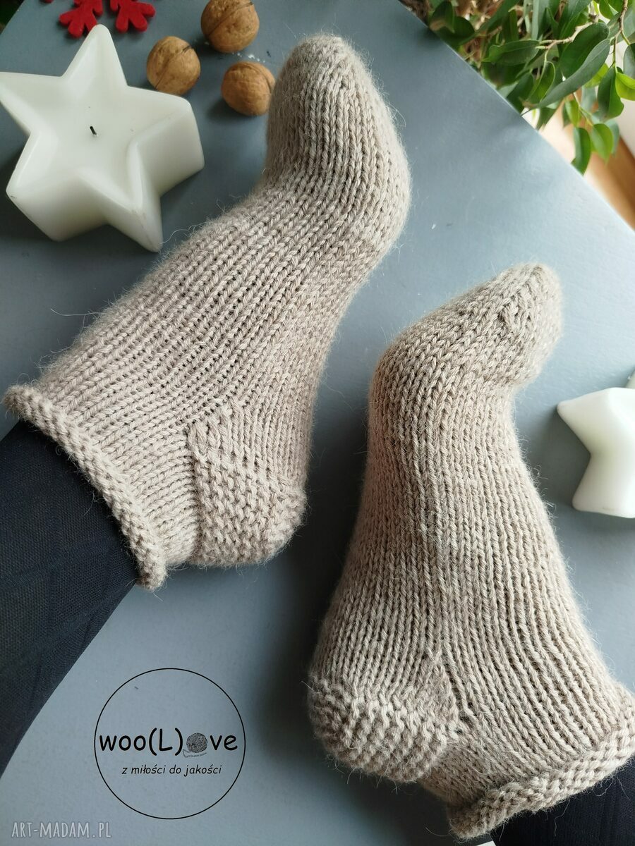 bielizna: skarpeciaki z wełny i alpaki 2 MONO ROLKI JASNY BEŻ (rozmiar 38/39)