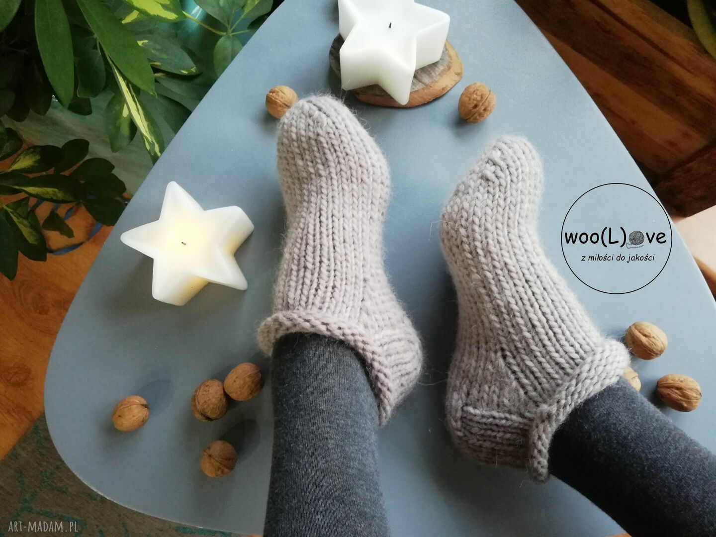 Skarpetusie kapciusie pure wool jasny beŻ rozmiar wełniane