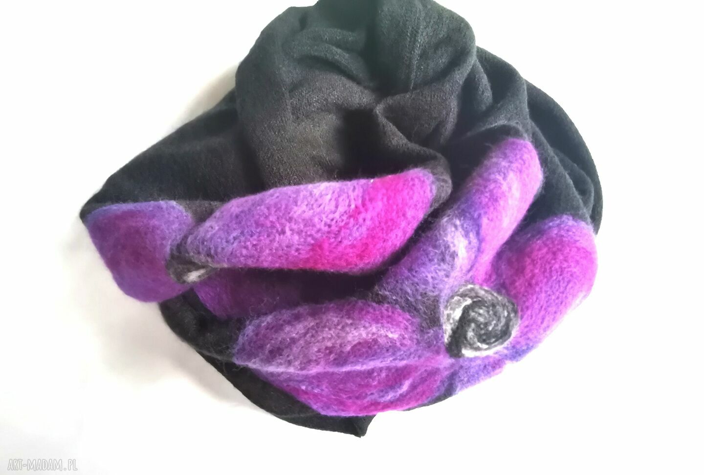 Komin wełniany filcowany z wełny merynosów - boho Frida