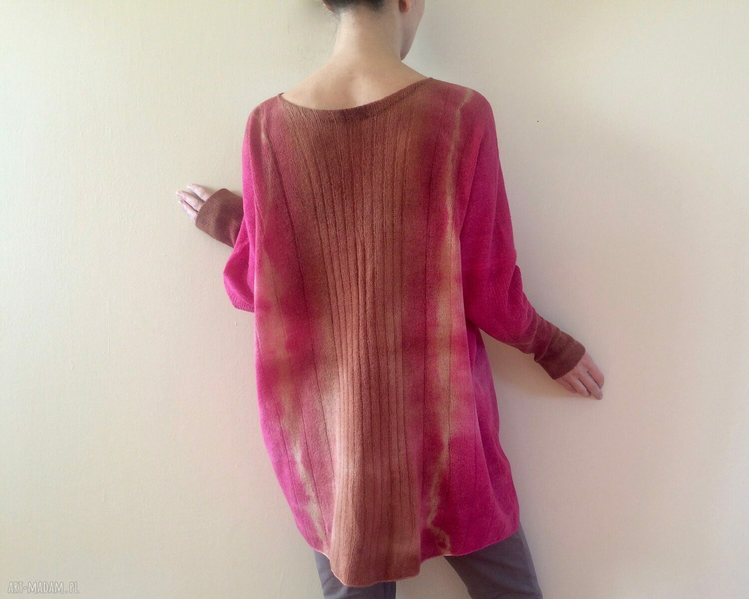 Wełniany sweter-tunika Malina & miód - oversize one size