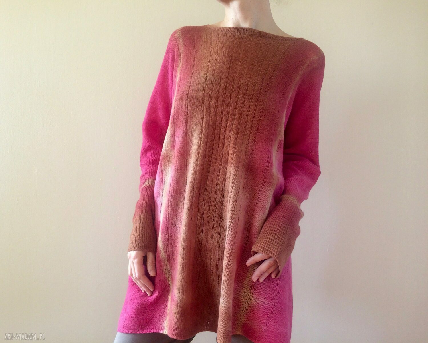 Wełniany sweter-tunika Malina & miód - oversize one size