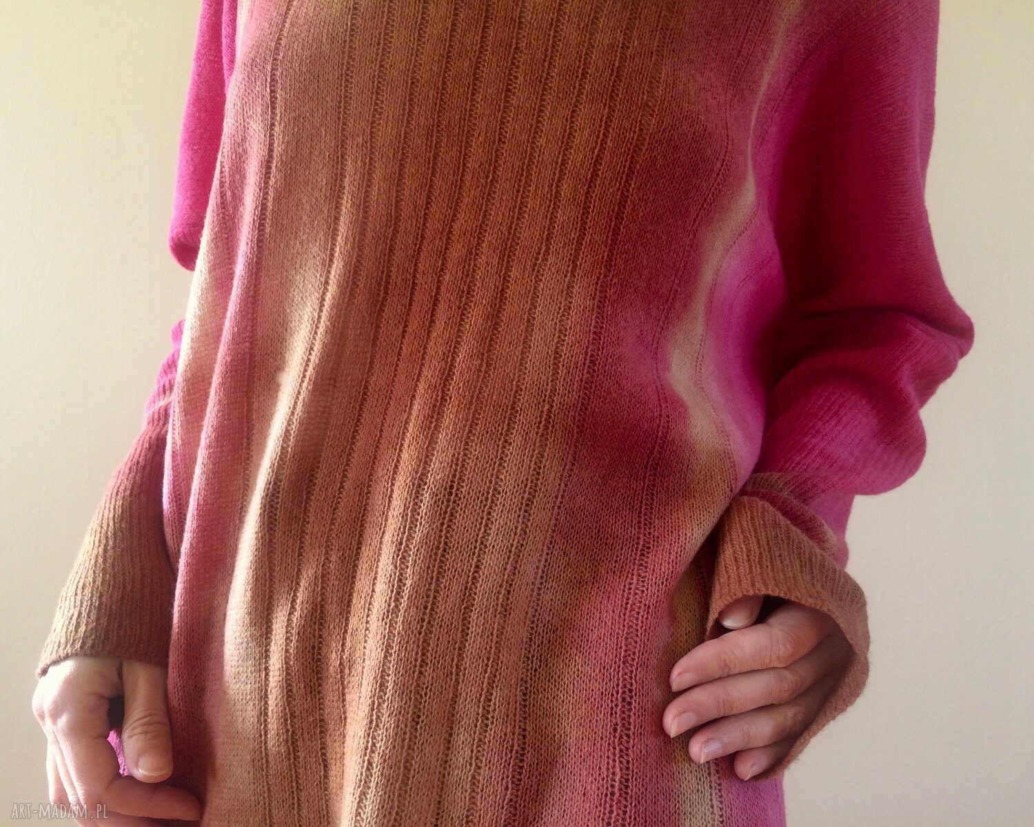 Wełniany sweter-tunika Malina & miód - oversize one size