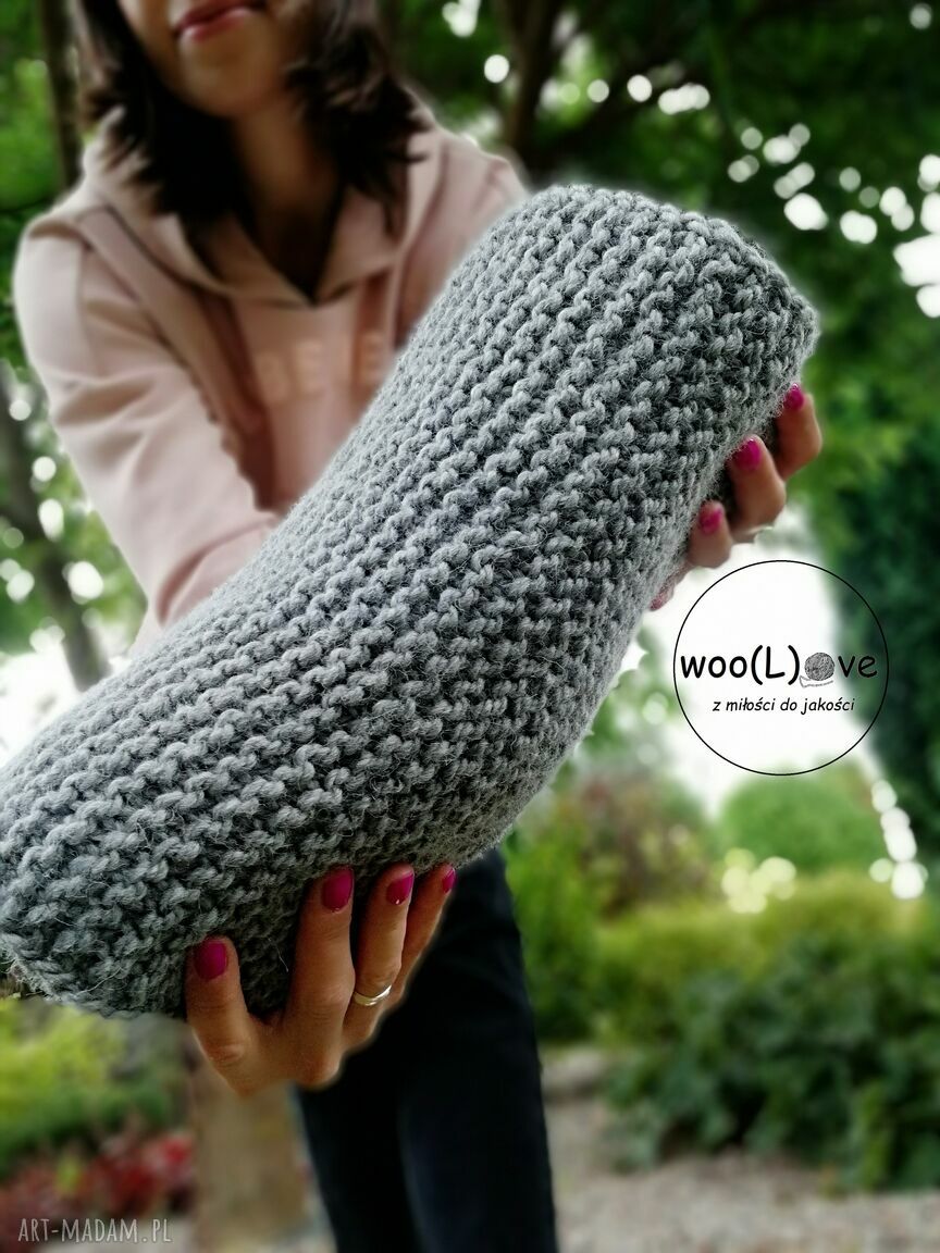 szaliki: wełniany szal BIG ALPAKA 35x190CM Handmade