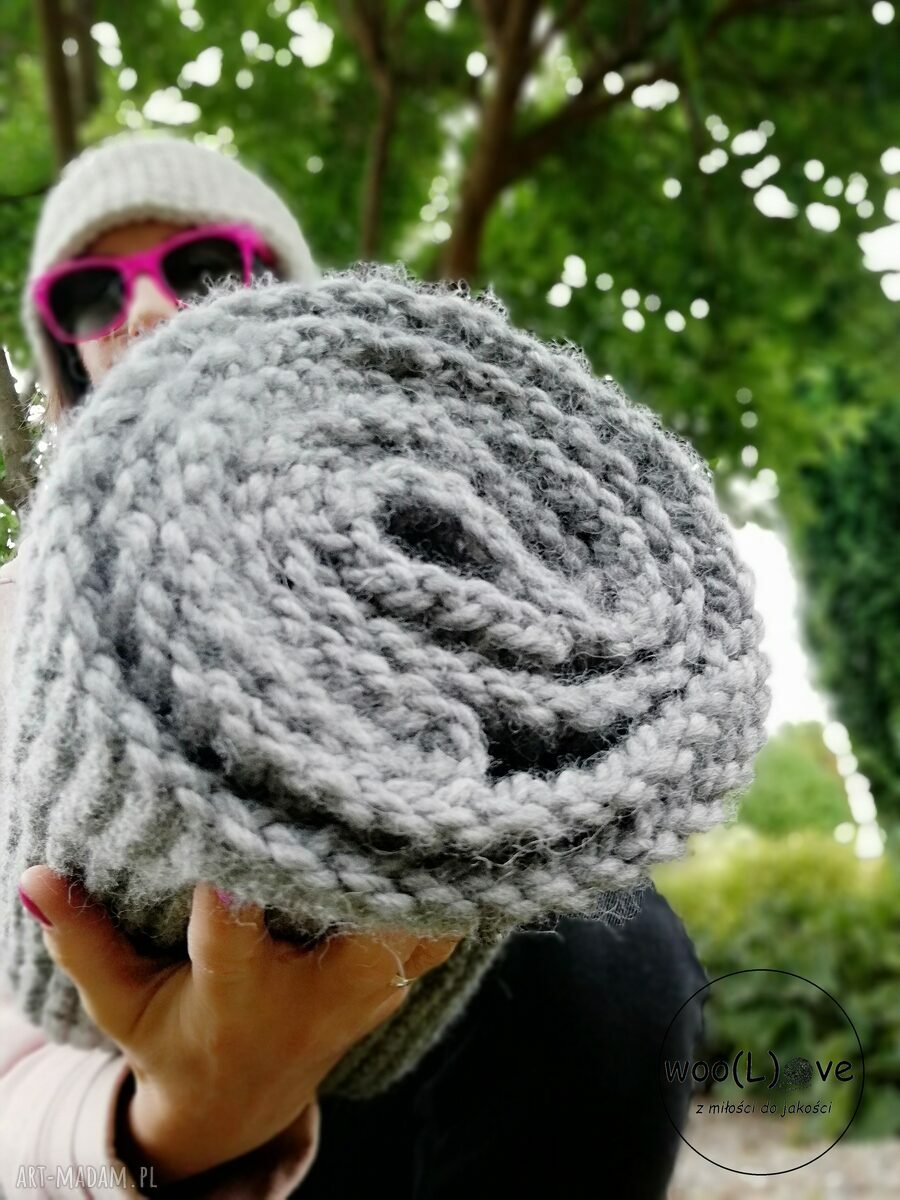 szaliki: wełniany szal BIG ALPAKA 35x190CM Handmade