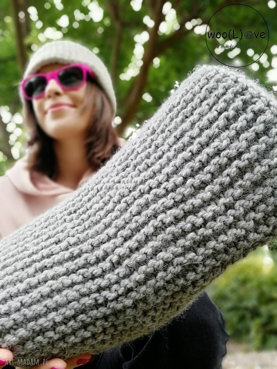 szaliki: wełniany szal BIG ALPAKA 35x190CM Handmade