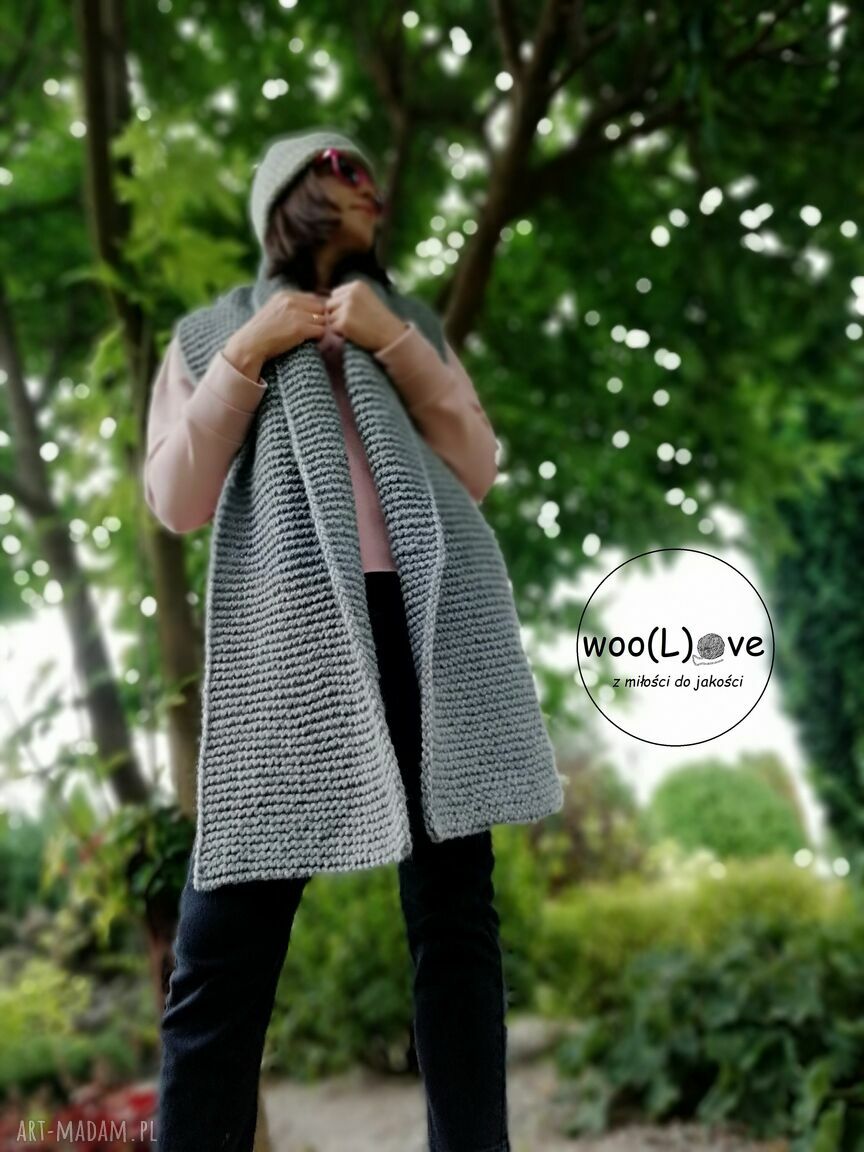 szaliki: wełniany szal BIG ALPAKA 35x190CM Handmade