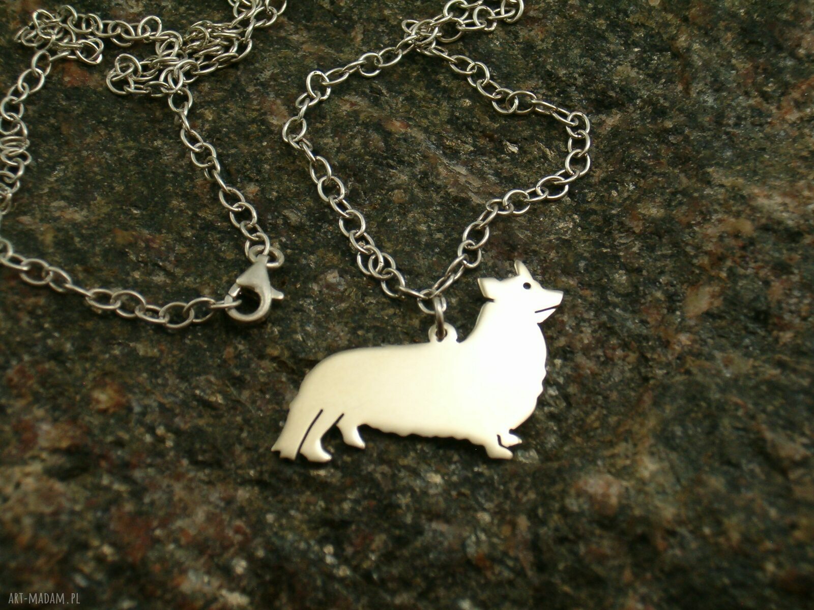 Welsh Corgi Pembroke - srebrny naszyjnik 925 z psem (nr 89)