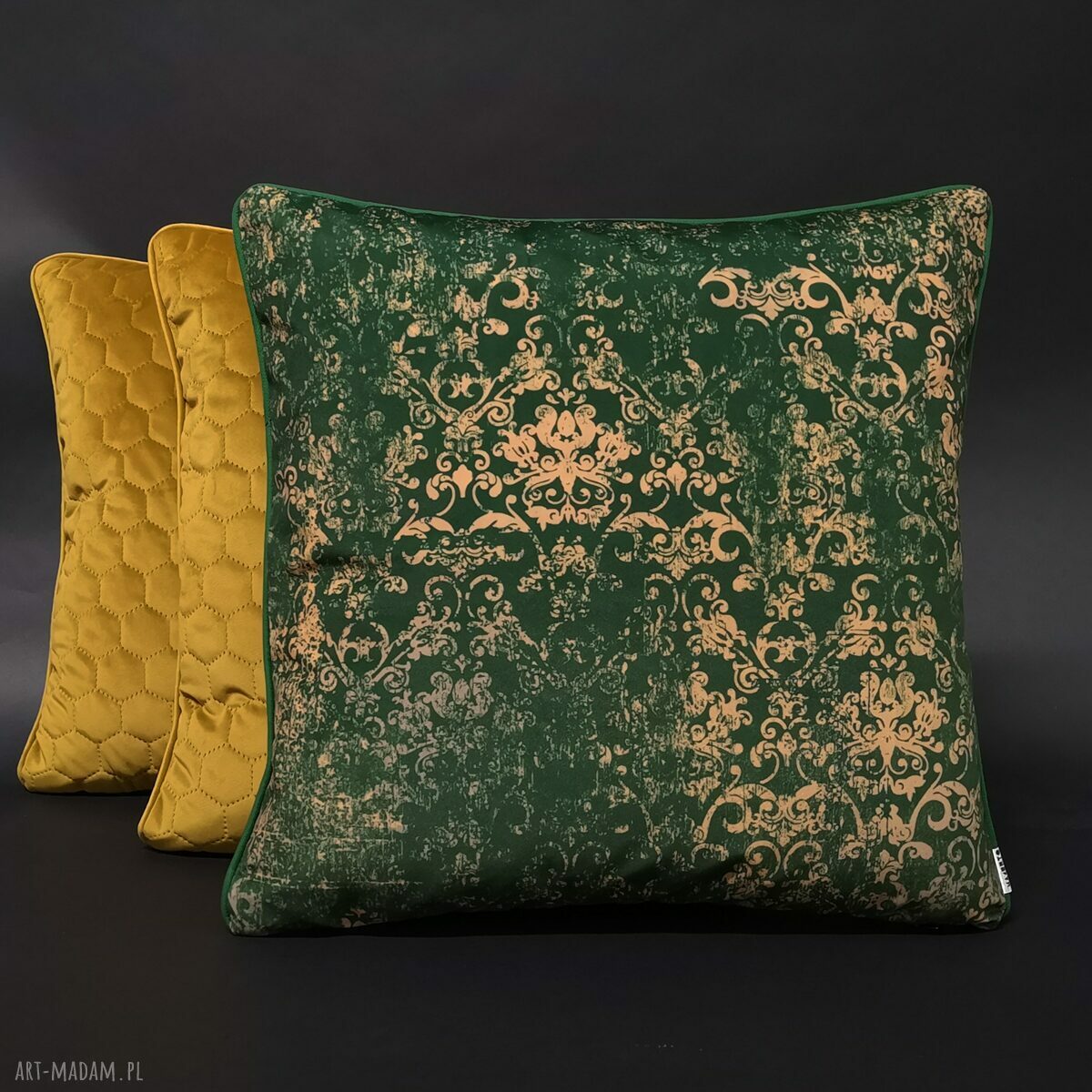 Poduszka Welur Ornament Zieleń 45x45cm