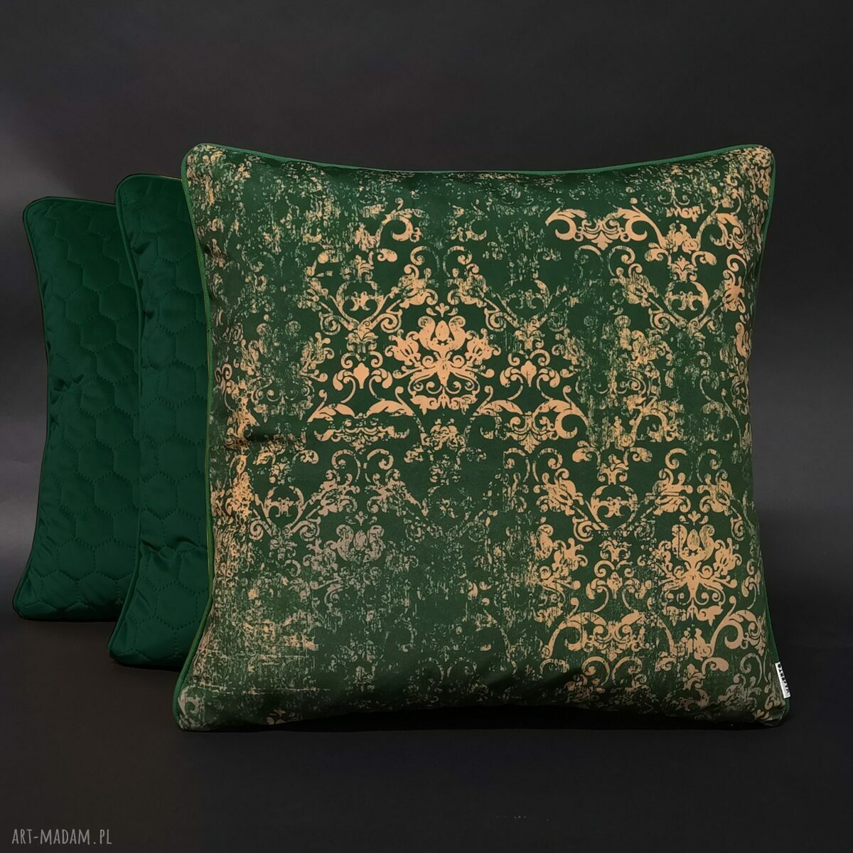 Poduszka Welur Ornament Zieleń 45x45cm