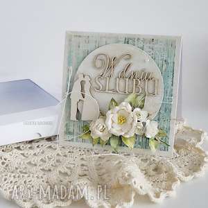 karta ślubna 467 - beżowe scrapbooking kartki