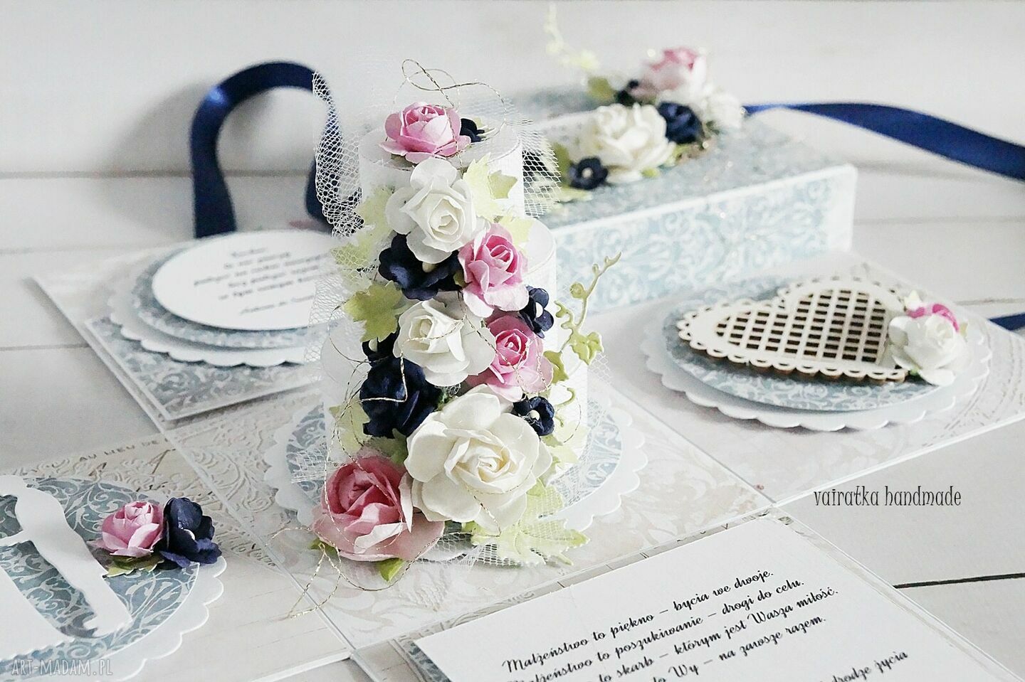 scrapbooking kartki: Ślubny exploding box z tortem na zamówienie hand made