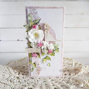 w dniu ślubu kartka w pudełku 919 - białe scrapbooking