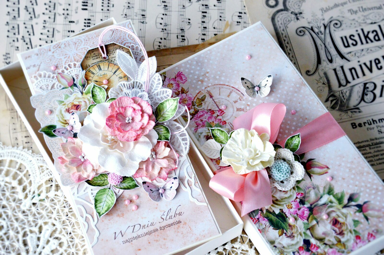 scrapbooking kartki: W Dniu Ślubu najpiekniejsze życzenia kartka ręcznie robiona Handmade