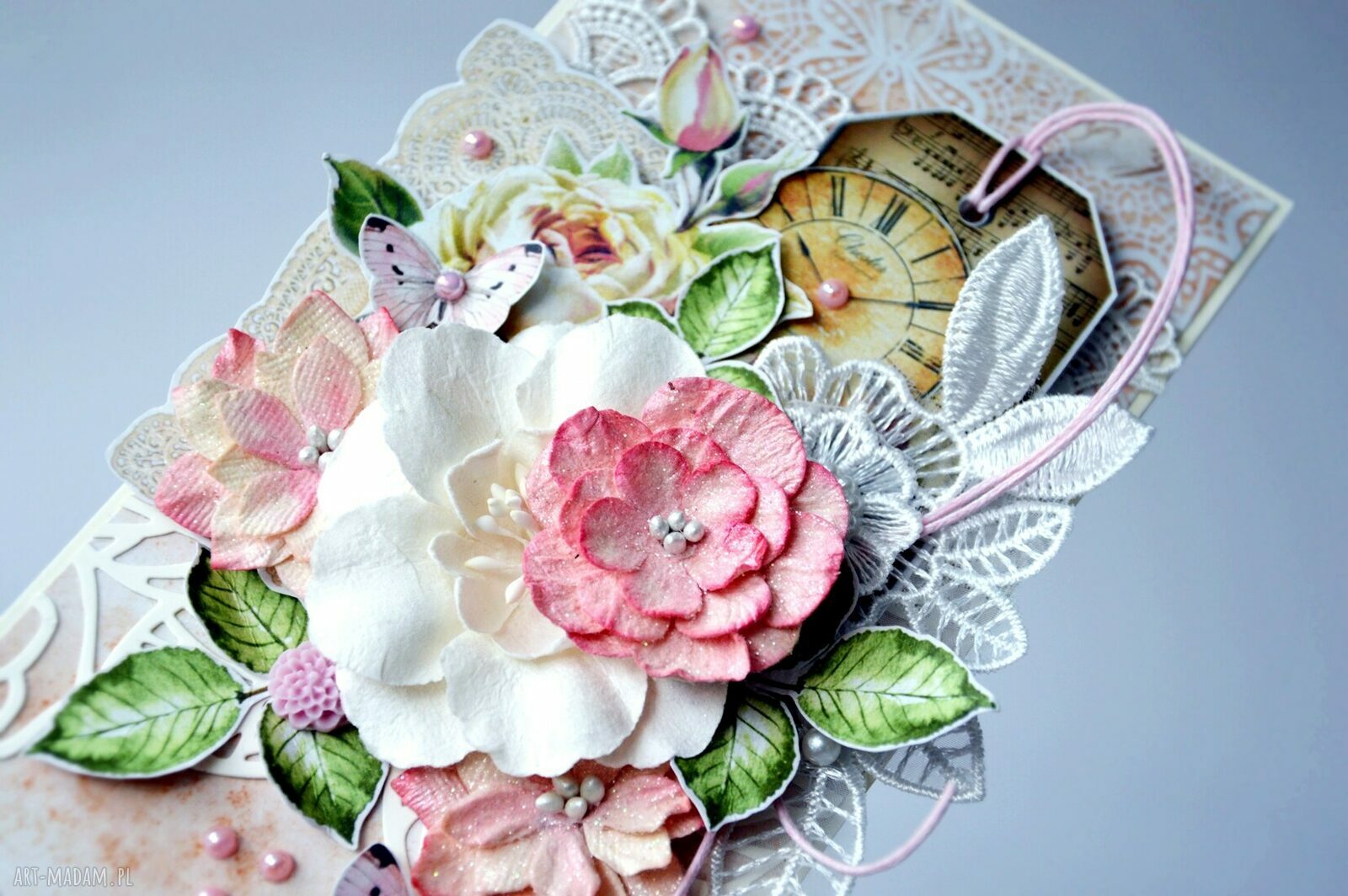 scrapbooking kartki: W Dniu Ślubu najpiekniejsze życzenia kartka ręcznie robiona Handmade