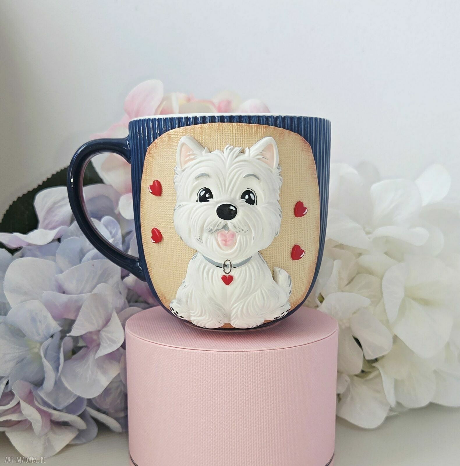 West Highland White Terrier - kubek ręcznie dekorowany z porcelany 360 ml