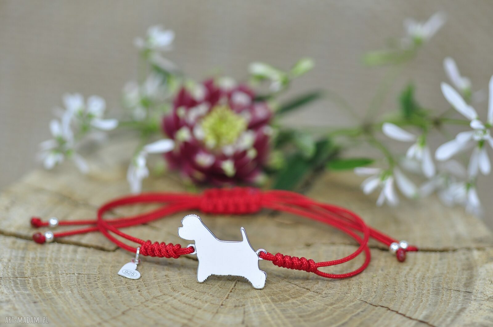 West Highland white terrier - bransoletka handmade ze srebra 925