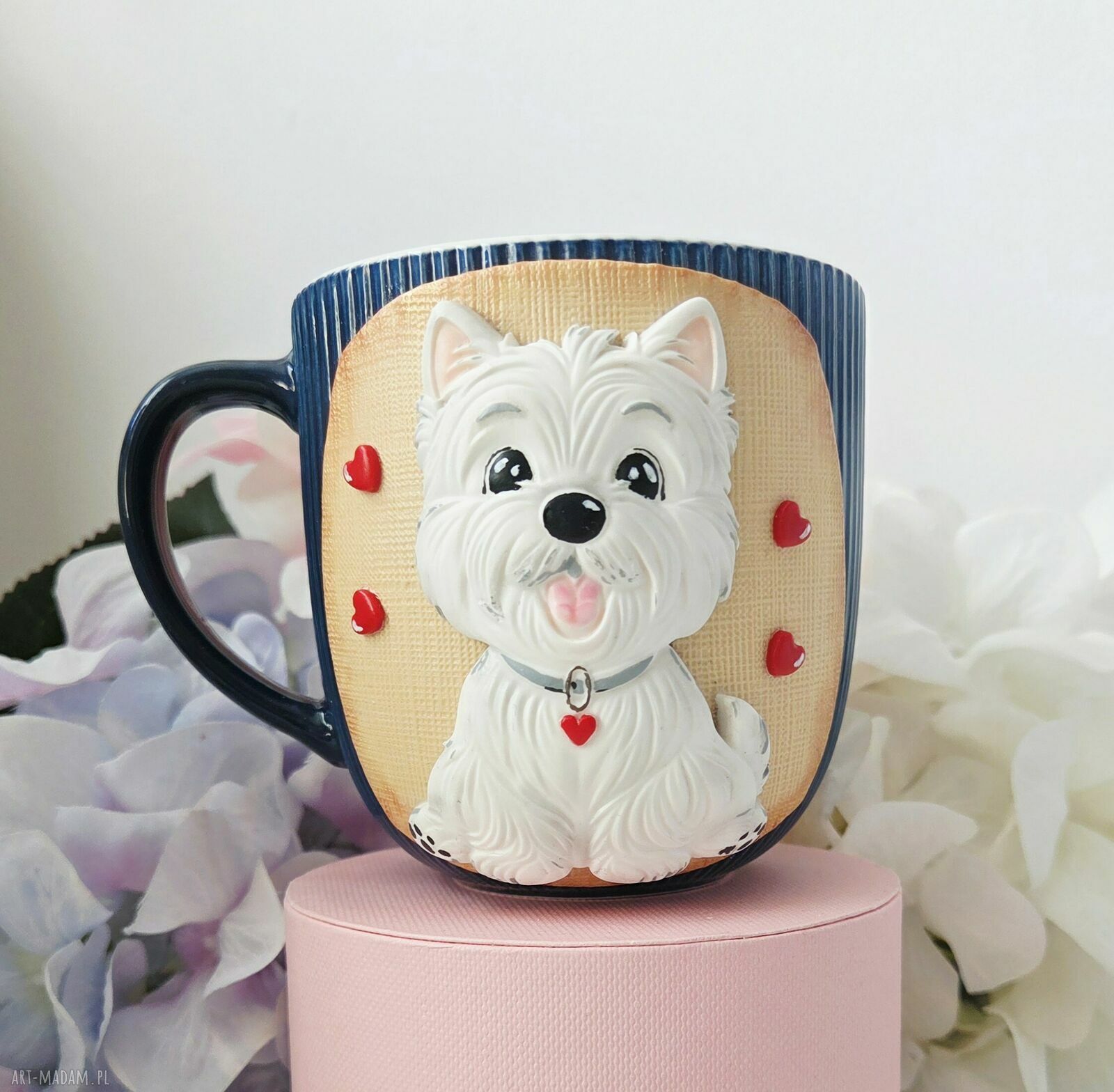 West Highland White Terrier - kubek ręcznie dekorowany z porcelany 360 ml